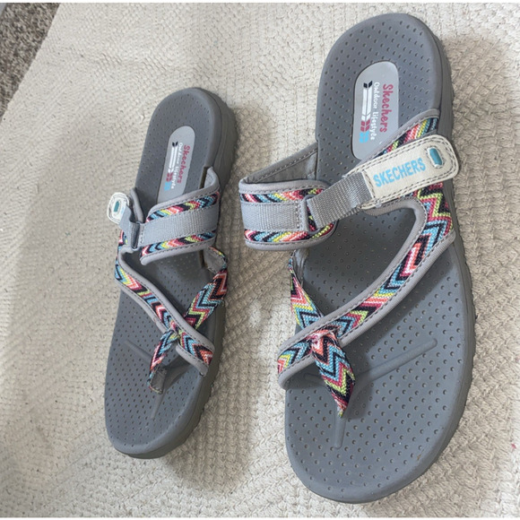 Skechers Gray Zig Swag Woman's Size 11 Sandals - Picture 3 of 8